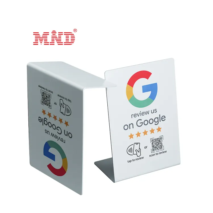 사용자 정의 PVC Google 검토 카드 스탠드 소셜 미디어 검토 NFC 메뉴 디스플레이 스탠드