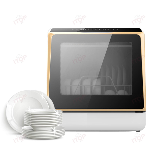 Mini Automatic Dishwasher Machine Kitchen Grey Golden Countertop Dishwasher With Clean