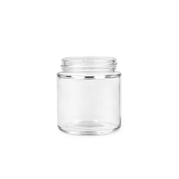 Botol kaca bulat mulut lebar 3oz 90ml 57mm untuk bunga atau teh dengan tutup hitam anti anak, logo dapat dikustomisasi