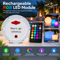 Module d'éclairage LED RGB rechargeable, étanche IP65, noyau d'éclairage de remplacement pour lampe LED Globe carrée pour meubles