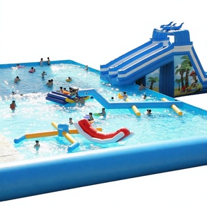 Custom <b>Inflatable</b> PVC Water Slide <b>Pool</b> with Frame Outdoor Water Park <b>for</b> School and Residential Use - Product Image 3