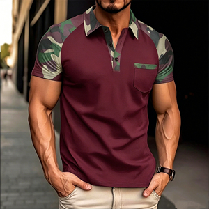 Camisa Polo con Estampado de Camuflaje para Hombre |   Camiseta Casual de Manga Corta Raglán - Product Image 2