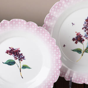 Décalcomanie fleur bord rose centre verrerie opale ensembles de <span class=keywords><strong>verre</strong></span> opale 7/8.5 pouces pour les cadeaux de réunion de famille décors bols profonds assiettes - Product Image 5