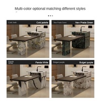 Table de salle à manger îlot de cuisine moderne en dalle de roche avec armoire basculante multifonctionnelle extensible 6 places pour cuisine ouverte