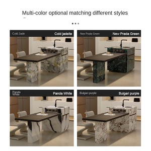 <span class=keywords><strong>Tavolo</strong></span> da Pranzo Moderno con Isola in Lastra di Roccia, Estensibile e Multifunzionale, per <span class=keywords><strong>6</strong></span> Persone, con Mobile Invertibile per Cucina Aperta - Product Image 2
