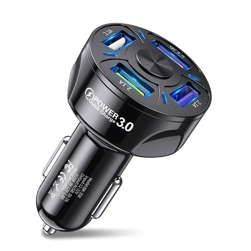WSY Universal 20W 35W Car Charger for Phone Quick Charge 3.0 Fast Charging Car 4 Port USB Charger Adapter for iPhone Samsung