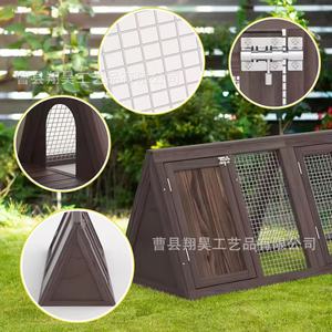 Wooden Rabbit Cage Triangular <b>House</b> Solid Wood Pet <b>Bed</b> For Rabbit Chicken Duck Guinea Pig Nest Outdoor Use - Product Image 2