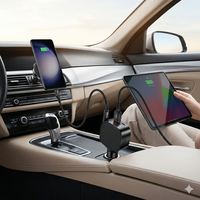 Chargeur de voiture 3 en 1 85W, adaptateur de chargeur de voiture USB C rétractable 65W PD, double type-C USB-A QC3.0 12V/24V, chargeur de téléphone universel pour voiture