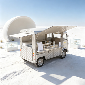 Remorque de restauration électrique rétro personnalisée Citroën, comptoir de présentation commercial pour canapés, pour station balnéaire, en acier inoxydable, pour confiseries - Product Image 1