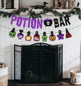 Bannière de bar à potions scintillantes, décorations de fête d'Halloween sur le thème de la maison hantée et des <span class=keywords><strong>sorcières</strong></span>, bannière de fête d'Halloween, fête sur le thème des potions d'Halloween - Product Image 3