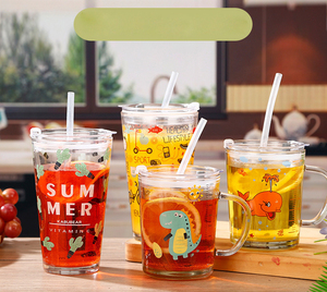 HECION Vasos para Bebidas, Té de Frutas y Agua, Vasos para Café y Bebidas Heladas con Pajitas, Muy Populares, Vaso de Agua para Niños - Product Image 1