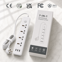Multiprise industrielle en laiton avec convertisseur de prise britannique standard et 3 prises européennes, ports USB inclus