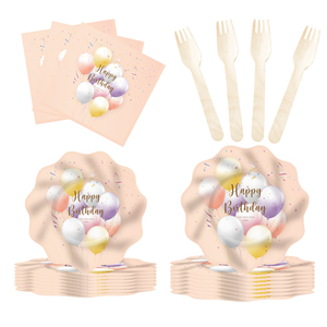 Vajilla Temática de Cumpleaños DAMAI para Niños, Decoraciones para Fiestas de Cumpleaños, Platos de Papel con Diseño de Globos, Servilletas y Vasos para 8 Personas - Product Image 3