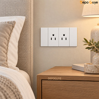 Stopkontak Dinding Tipe 120 dengan Lampu Indikator LED Biru 4 Lubang 10A Stopkontak Modern untuk Rumah Hotel Kantor