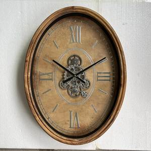 นาฬิกาแขวนผนังสไตล์วินเทจสไตล์อุตสาหกรรมย้อนยุคขนาดใหญ่ทำจากไม้เหล็กวัสดุโลหะสำหรับตกแต่งบ้านสำนักงานห้องนั่งเล่น - Product Image 4
