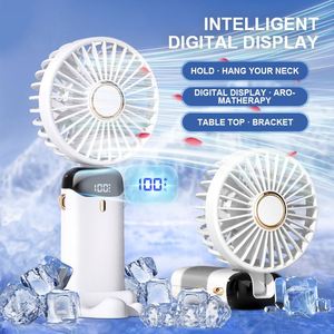 Ventilateur portable pliable 3-en-1 avec diffuseur d'aromathérapie, affichage numérique, alimentation USB, 5 pales, 5V pour la maison, le bureau et l'extérieur - Product Image 5