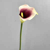 Fleur artificielle Calla Lily bordeaux, toucher naturel, directement de l'usine, pour arrangement floral et décoration