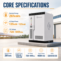 Système de stockage d'énergie liquide silencieux à faible bruit pour intérieur, 261 kWh, 135 kW, fonctionnement silencieux pour immeuble de bureaux, centre commercial