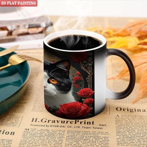 Heat Activated Magic Mug 11oz <b>Ceramic</b> Frosted Black Thanksgiving Day Gift <b>Cup</b> - Product Image 5