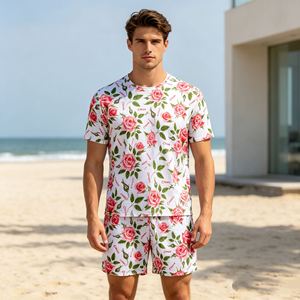 Ensembles pour hommes en maille 230 g/m², ensembles sportifs en maille tricotée 100 % polyester respirant pour hommes, ensemble de vêtements de sport et de plage pour l'été - Product Image 1