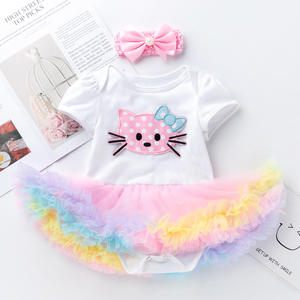 Baby Girl 2pcs Tutu Stram pler Set mit Stirnband Kleinkind 1. Geburtstags feier Kleidung Stram pler 2 Jahre Geburtstags kleid für Baby Girl - Product Image 6