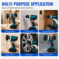 Perceuse à percussion sans fil sans balais 20V, couple élevé, 3-en-1 (perceuse, visseuse, marteau) pour la construction et l'usage domestique