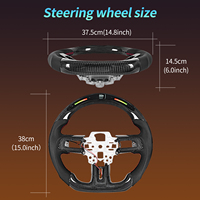 Volant en fibre de carbone à LED à fond plat avec cuir perforé pour Mustang EcoBoost/GT/Shelby GT350/GT350R 2018-2023