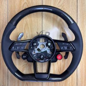 Volante Deportivo YLD <span class=keywords><strong>S</strong></span> <span class=keywords><strong>Line</strong></span> de Media Alcántara y Fibra de Carbono con LED para Audi A3 A4 A5 A6 B7 8V B9 S3 S4 S5 RS3 RS4 RS5 RS6 RS7 C7 C8 Q5 Q7 - Product Image 4