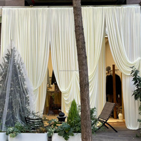 Rideaux de scène de mariage en soie de lait blanc pur à double couche avec cadre de support amovible pour utilisation en intérieur/extérieur