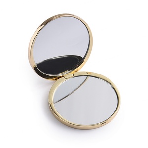 Customized Luxury <b>Small</b> Round Golden Metal Debossed Folding Handbag Cosmetic Makeup <b>Mirror</b> - Product Image 4
