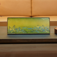 Décoration de bureau en laiton et bois, style chinois moderne et oriental, motif mille milles rivières et montagnes, pour entrée, salon, bureau, fêtes