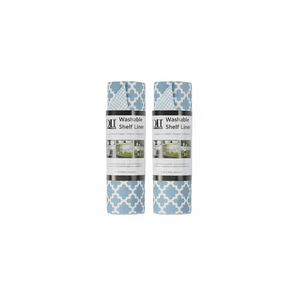 Ripiano frigo collezione fodera Non adesivo, tagliato per adattarsi, lavabile in lavatrice, 12x120 ", reticolo blu Stonewash, 2 pezzi | Design Impo - Product Image 1