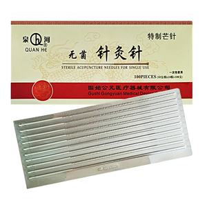 100 adet uzatılmış iğne ağrısız paslanmaz çelik saplar QUAN o Awn akupunktur iğnesi terapi gümüş kol - Product Image 1