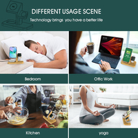 Support de chargeur rapide sans fil 4-en-1 15w Bamboo Wireless Charger Magnetic peut être personnalisé pour les enseignes de la maison/bureau
