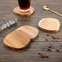 Sous-verres de luxe en bois d'acacia naturel irrégulier, écologiques, de 10 cm de diamètre, en forme de fleur de hêtre, pour table et café, vente en gros