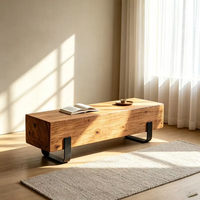 Banc en bois massif style Wabi-sabi, tabouret vintage pour changer de chaussures, banc long, tabouret en bois pour magasin de vêtements