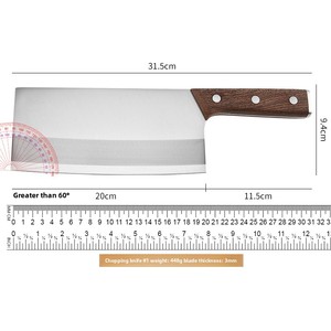 Couteau de cuisine ambidextre Lin Tai en acier 3Cr avec manche en bois traditionnel chinois pour hacher, trancher et préparer les légumes en hôtel - Product Image 4