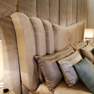 Conjunto de muebles de dormitorio italianos y modernos, tela Beige, cama <span class=keywords><strong>King</strong></span> Size con cajones y candelabro - Product Image 3