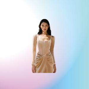 Autumn Winter French Retro Two-Piece Set Long Velvet Gown Dress Suspender Long Slit Kink Waist Skirt Sweet Plus Solid Order - Product Image 4
