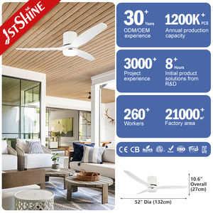 1stshine LED ventilatore da soffitto moda bianco lama in legno telecomando 6 velocità a filo montato ventilatore da soffitto con luce a LED - Product Image 3