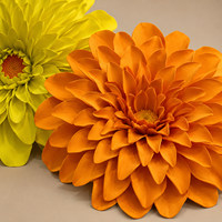 Oranjegele Dahlia Bloemhoofd Display Reuze Papieren Kunstbloem Bruiloft Evenement Decoratie Commerciële Bloemendisplay