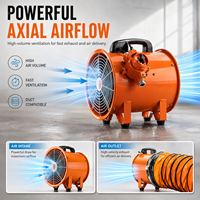 Ventilateur axial antidéflagrant portable de 8 à 20 pouces, souffleur de ventilation industriel, ventilateur d'évacuation pour tunnel et espace confiné avec flexible