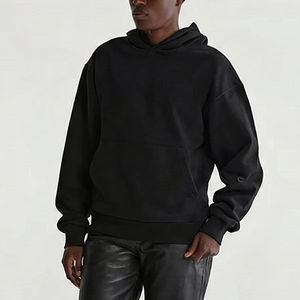 Sudadera con Capucha de Forro Polar Grueso para Hombre, Estilo Hip Hop Urbano, Color Liso, Hombros Caídos, Corte Holgado, OEM/ODM - Product Image 2