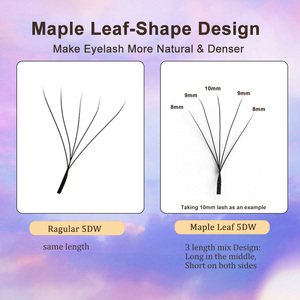SP EYELASH <strong>Volume</strong> 0.07mm Thickness C D M L <strong>Curl</strong> Lash Extension Maple Leaf 5D W Shape Clover Lashes Individual False Eyelashes - Product Image 2