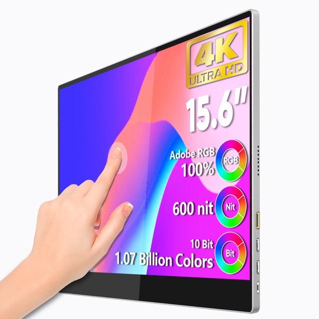 Sibolan 100% Color Gamut HDR 15.6 Inch 4K Portable Toucreen Display Monitor 600 Brighess with PS5 & Laptops Compatibility