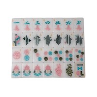 Jeu de Mahjong américain Pagoda Dragon rose pastel et bleu, 160 tuiles, en acrylique blanc ivoire massif, luxe moderne, couleurs vives