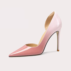 <span class=keywords><strong>Zapatos</strong></span> de tacón alto puntiagudos boca baja <span class=keywords><strong>charol</strong></span> clásico ajustado de tacón alto para mujer de talla grande <span class=keywords><strong>zapatos</strong></span> individuales Rosa degradado - Product Image 1
