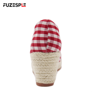 Nuevos zapatos de pescador de otoño para mujer, cuña de punta redonda, suela gruesa, tacón alto, zapatos individuales a cuadros, zapatos de cáñamo, <span class=keywords><strong>alpargatas</strong></span>, <span class=keywords><strong>cuñas</strong></span> para mujer - Product Image 3