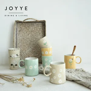 JOYYE yeni yaz çiçekli seramik özel kahve kupalar el yapımı kupa seramik fincan seti