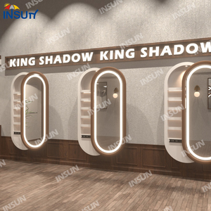 2024 nuevo diseño personalizado salón Mesa espejo montado en la pared con luz LED manija de acero inoxidable gabinete de almacenamiento <span class=keywords><strong>oculto</strong></span> - Product Image 1